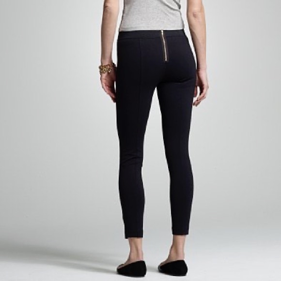 J Crew Black Pixie Pant Skinny Ponte Rear Exposed Zip Ankle Pants